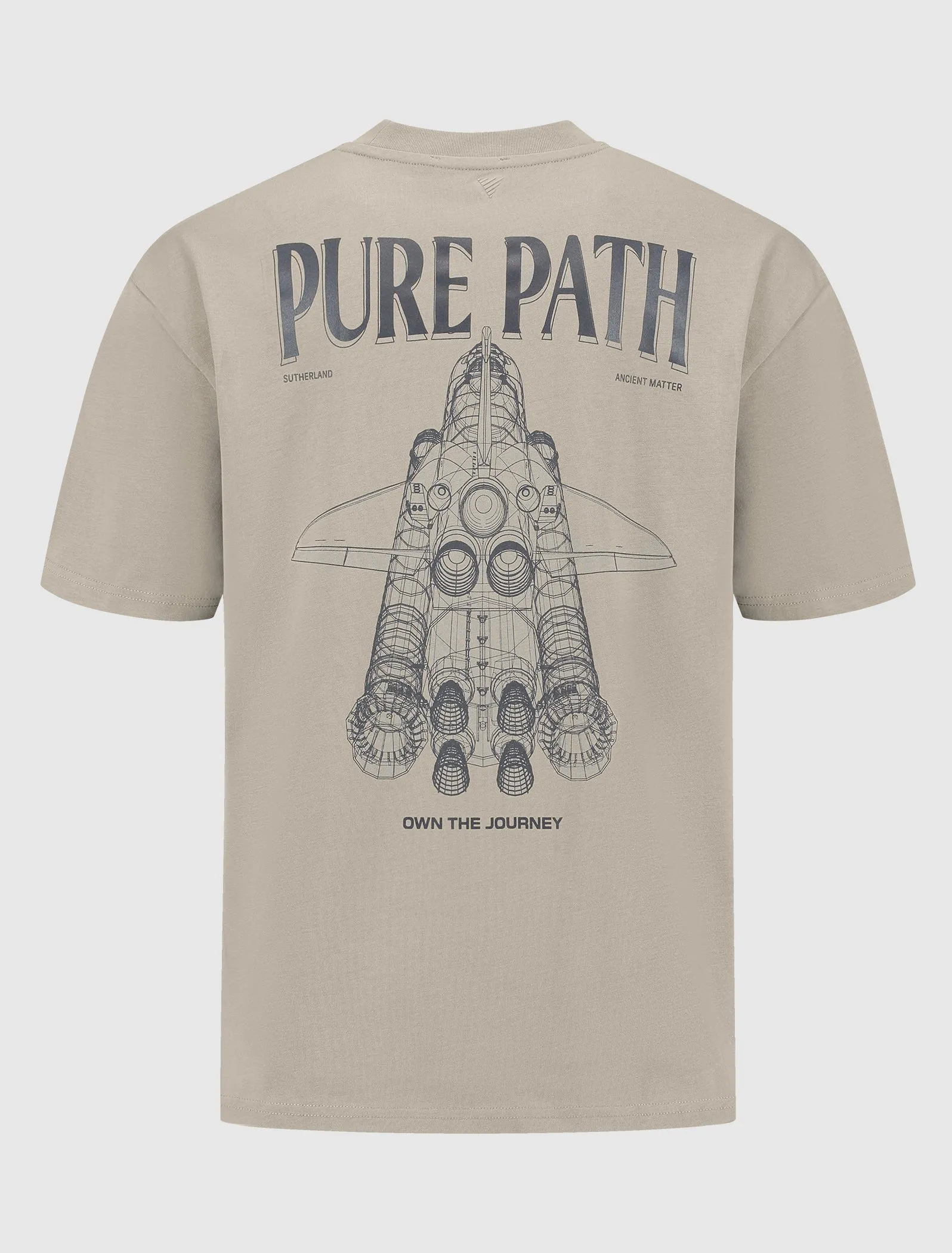 Space Shuttle 3D Blueprint T-shirt | Taupe