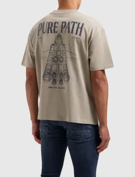 Space Shuttle 3D Blueprint T-shirt | Taupe