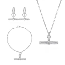 T-Bar Gift Set | Earrings Necklace & Bracelet | 925 Sterling Silver