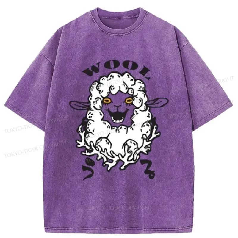 Tokyo-Tiger Cute Lamb Japanese Washed T-Shirt