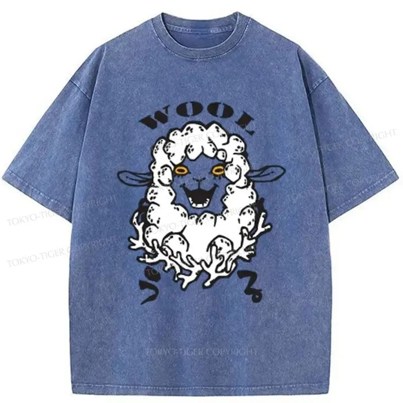 Tokyo-Tiger Cute Lamb Japanese Washed T-Shirt