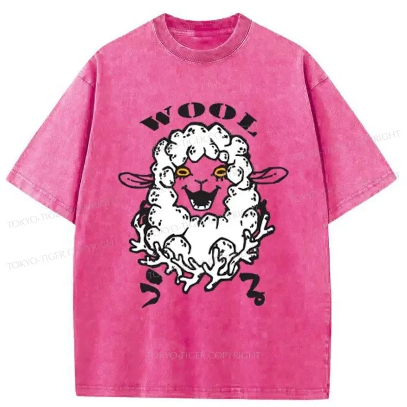 Tokyo-Tiger Cute Lamb Japanese Washed T-Shirt