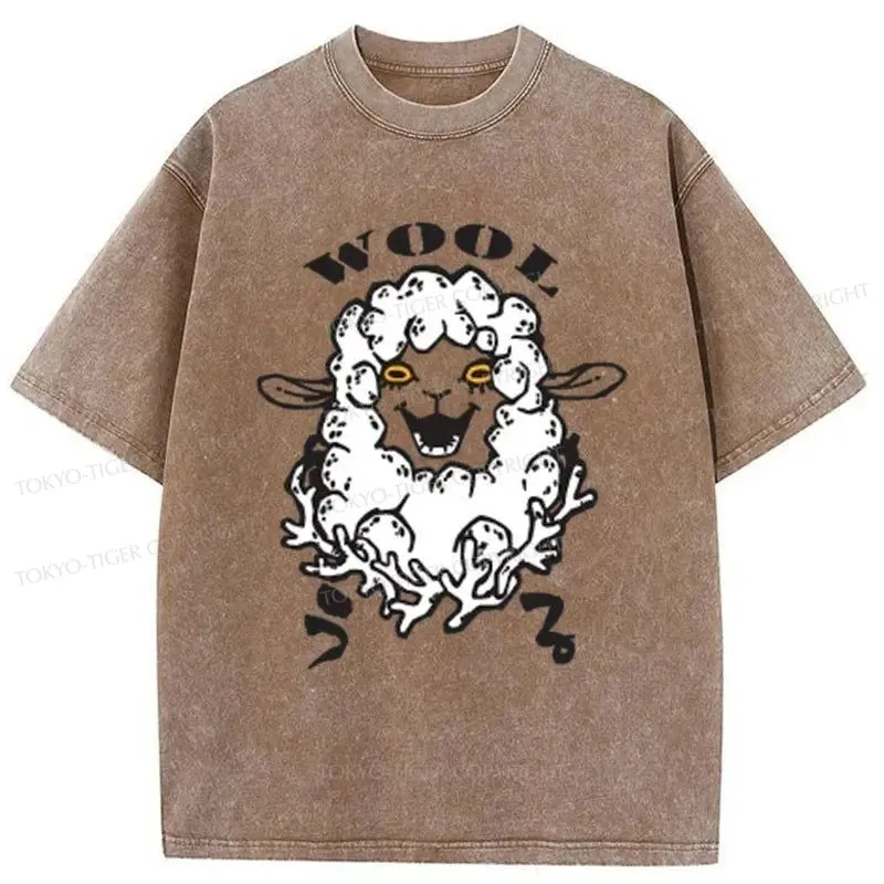 Tokyo-Tiger Cute Lamb Japanese Washed T-Shirt