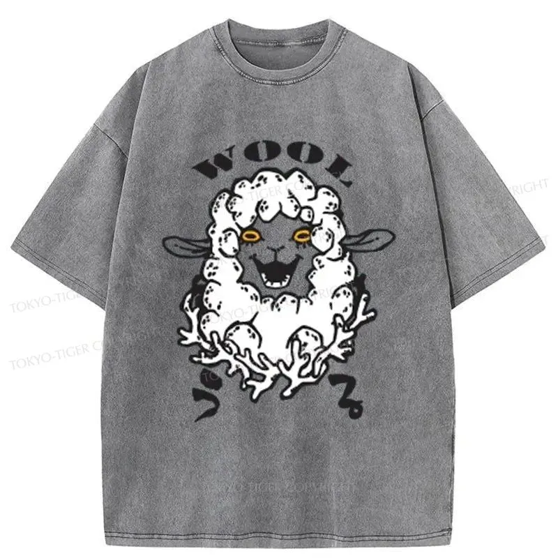 Tokyo-Tiger Cute Lamb Japanese Washed T-Shirt