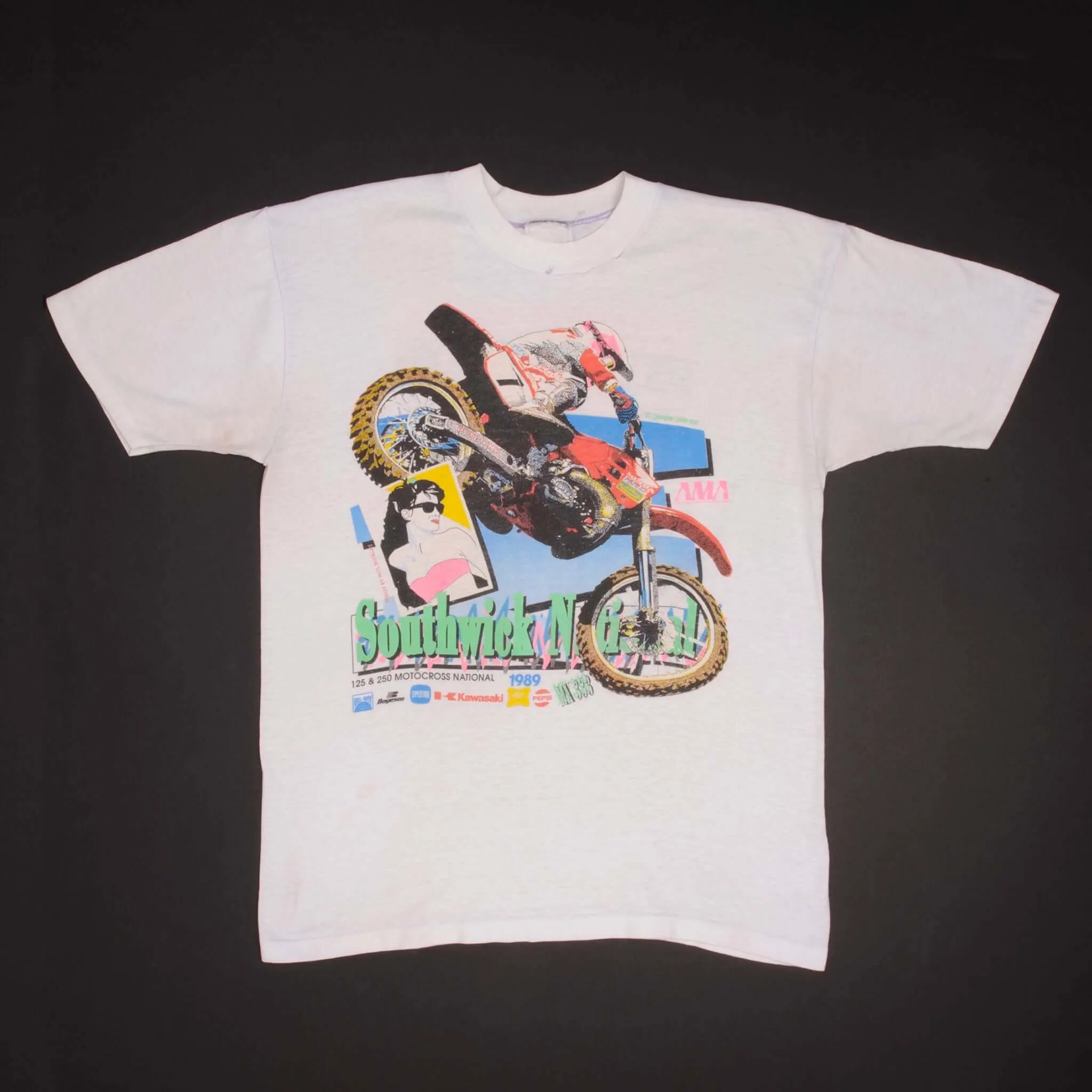 VINTAGE AMA MOTOCROSS SOUTHWICK NATIONAL 1989 TEE SHIRT MEDIUM MADE USA