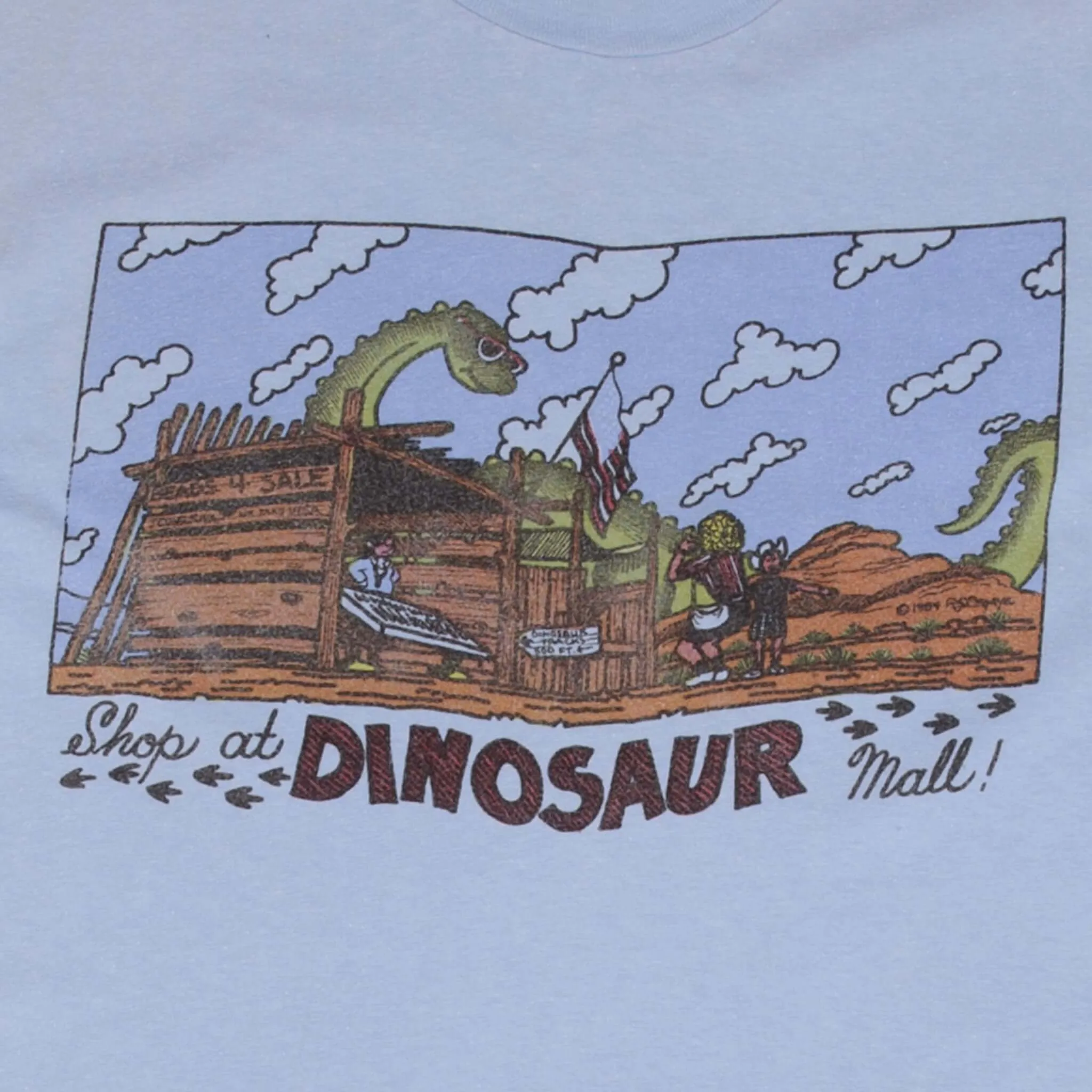 VINTAGE DINOSAUR MALL 1984 GRAPHIC TEE SHIRT SIZE SMALL MADE IN USA