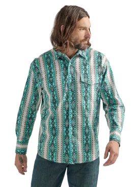 Wrangler Men's Checotah Long Sleeve Western Snap Printed Shirt